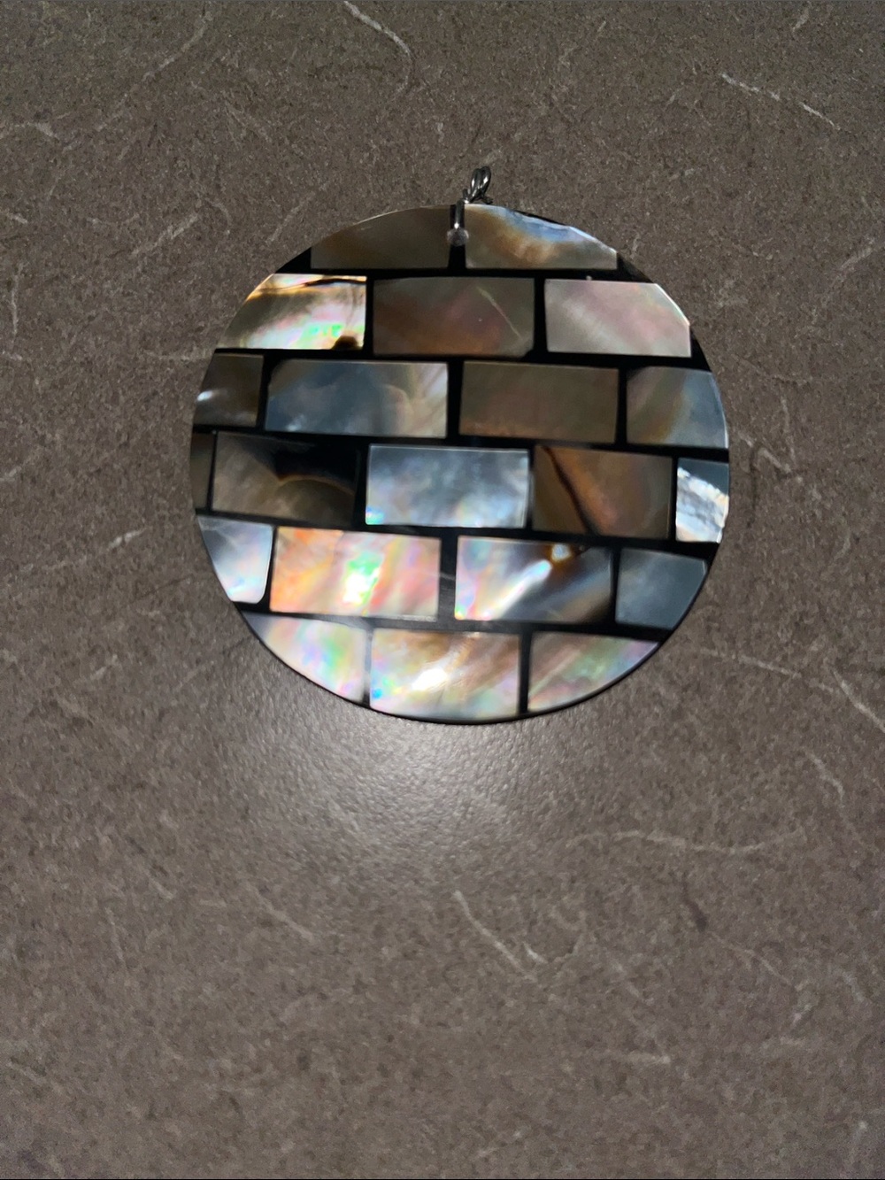 4” Iridescent Mosaic Round Pendant